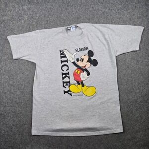 Vintage Mickey Mouse T Shirt Mens XL Gray Florida Disney 90s USA Velva Sheen